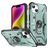 Mobigear Armor Ring Coque iPhone 14 Plus Coque arrière Rigide Anti-Chocs avec Anneau-Support - Vert