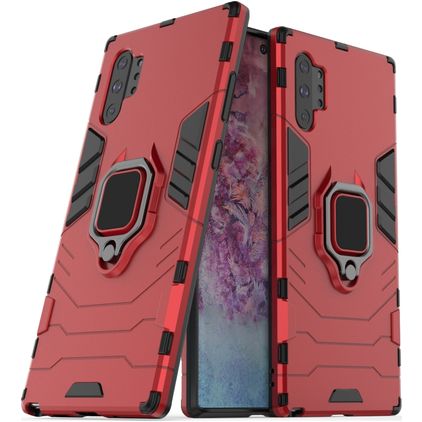 Mobigear Armor Ring Coque Samsung Galaxy Note 10 Plus Coque arrière Rigide Anti-Chocs avec Anneau-Support - Rouge