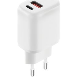 Mobiparts - Double USB / USB-C Chargeur Power Delivery 20W - Blanc