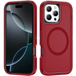 Mobigear Rugged Mag Coque iPhone 16 Pro Max MagSafe Coque arrière Rigide Anti-Chocs - Rouge
