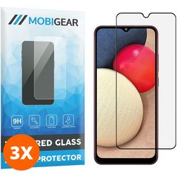 Mobigear Premium Samsung Galaxy A02s Verre trempé Protection d'écran - Compatible Coque - Noir (Lot de 3)