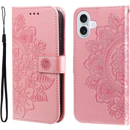 Mobigear Flowers Housse iPhone 17 Etui Porte-Monnaie - Rose doré