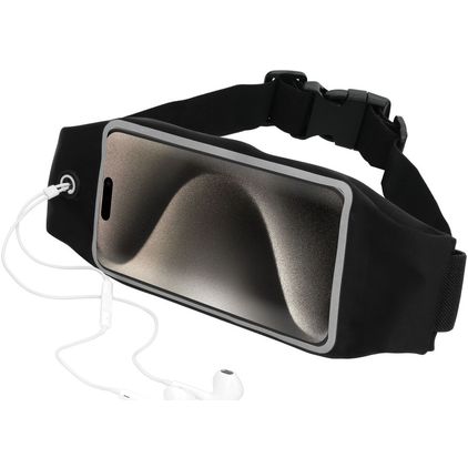 Mobiparts Comfort Fit Belt Brassard Téléphone iPhone 15 Pro Ceinture Coque de Sport en Neoprène - Noir
