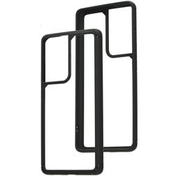 Mobiparts Rugged Clear Coque Samsung Galaxy S21 Ultra Coque arrière Rigide Anti-Chocs - Transparent / Noir