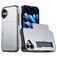 Mobigear Card Coque iPhone 16 Coque arrière Rigide Anti-Chocs avec Porte-Cartes - Gris