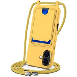 Mobigear Lanyard Card iPhone 17 Coque avec cordon en Silicone et Porte-Cartes - Jaune Mobigear Lanyard Card iPhone 17 Coque avec cordon en Silicone et Porte-Cartes - Jaune