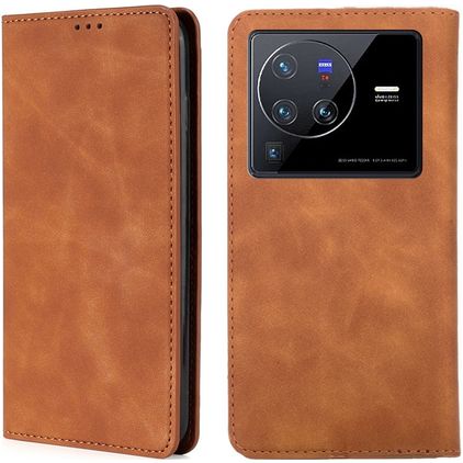 Mobigear Retro Slim Housse Vivo X80 Pro Etui Porte-Monnaie - Cognac