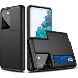 Mobigear Brushed Credit Card Slot Case Black Samsung Galaxy S21 Ultra