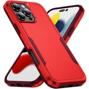 Mobigear Heavy Armor Coque iPhone 16 Pro Max Coque arrière Rigide Anti-Chocs - Rouge