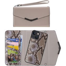 Mobilize Elegant Magnet iPhone 13 Mini Détachable 2in1 Pochette - Beige Snake