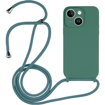 Mobigear Lanyard iPhone 15 Coque avec cordon en Silicone - Vert