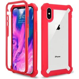 Mobigear Two-Layer Coque iPhone XS Max Coque arrière Rigide Anti-Chocs - Transparent / Rouge Mobigear Two-Layer Coque iPhone XS Max Coque arrière Rigide Anti-Chocs - Transparent / Rouge