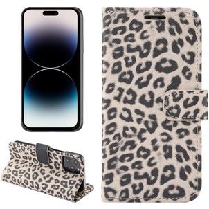 Mobigear Leopard Housse iPhone 14 Pro Max Etui Porte-Monnaie - Marron