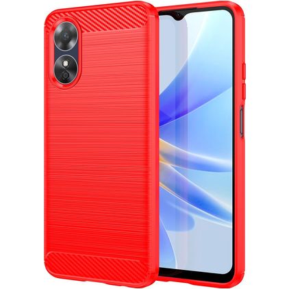 Mobigear Brushed Slim Coque OPPO A17 Coque arrière en TPU Souple - Rouge