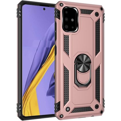 Mobigear Armor Ring Coque Samsung Galaxy A51 Coque arrière Rigide Anti-Chocs avec Anneau-Support - Rose doré