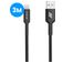 Mobigear Nylon Câble USB-A vers Apple Lightning MFI 3 mètres - Noir