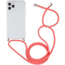 Mobigear Lanyard iPhone 12 Pro Max TPU souple Coque avec cordon - Transparent / Rouge