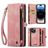 CaseMe 008 iPhone 14 Pro Max Coque Étui 2en1 avec coque amovible Portefeuille - Rose
