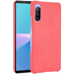 Mobigear Croco Sony Xperia 10 III Plastique rigide Coque arrière - Rouge