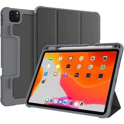 Mutural Tri-Fold Tough Coque iPad Pro 11 Pouces (2022) Etui + Porte-crayon - Noir