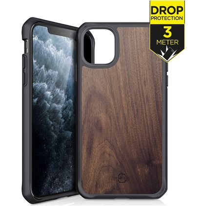 ITSkins HybridFusion Coque iPhone 11 Pro Max Coque arrière Rigide Anti-Chocs - Dark Wood