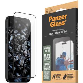 PanzerGlass Ultra-Wide Fit iPhone 16 Pro Max Verre trempé Protection d'écran - Compatible Coque + Cadre d'installation