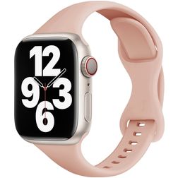 Mobigear Sport Slim Bracelet Silicone Apple Watch Fermeture à clou et passant - 42/41/40/38 mm - Rose pastel