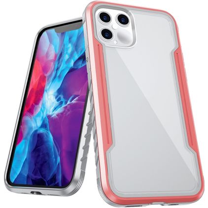 Mobigear Metal Tough Coque iPhone 12 Pro Max Coque arrière Rigide Anti-Chocs - Transparent / Rose