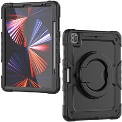 Mobilize Rotating Defender Coque iPad Pro 12.9 Pouces (2018) Coque arrière en Plastique rigide,Silicone + Bandoulière + Support Amovible - Noir