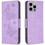 Mobigear Butterfly Housse iPhone 15 Pro Max Etui Porte-Monnaie - Violet
