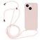 Mobigear Lanyard iPhone 14 Coque avec cordon en Silicone - Sand Pink