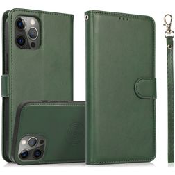 Mobigear Wallet Housse iPhone 16 Pro Max Etui avec Coque Détachable Porte-Monnaie - Vert