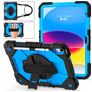 Mobigear SureGrip Xtreme Coque iPad 10 (2022) Coque arrière en Plastique rigide,Silicone + Porte-crayon + Bandoulière + Support Amovible - Bleu