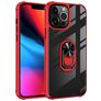Mobigear Crystal Ring Coque iPhone 14 Pro Max Coque arrière Rigide avec Anneau-Support - Transparent / Rouge