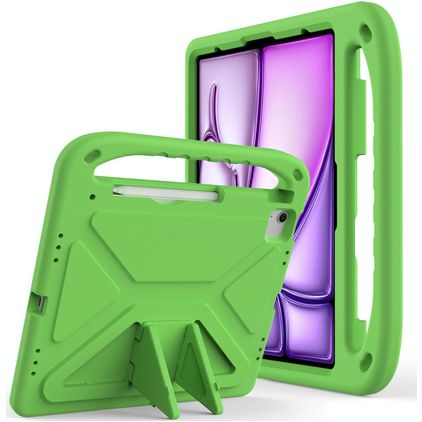 Mobigear AeroArmor Coque iPad Air 13 Pouces (2026) Coque de tablette pour enfants avec Poignée Enfants en EVA + Porte-crayon - Vert