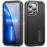 Mobigear Rugged Stand Coque iPhone 14 Pro Coque arrière Rigide Anti-Chocs avec Support Amovible - Noir