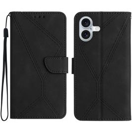 Mobigear Stitch Housse iPhone 17 Etui Porte-Monnaie - Noir