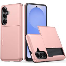 Mobigear Card Coque Samsung Galaxy S26 Coque arrière Rigide Anti-Chocs avec Porte-Cartes - Rose doré