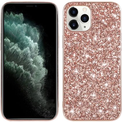 Mobigear Glitter iPhone 12 Plastique rigide Coque arrière - Rose doré