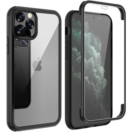 Valenta Full Cover Coque iPhone 11 Coque arrière en Verre trempé Anti-Chocs - Noir