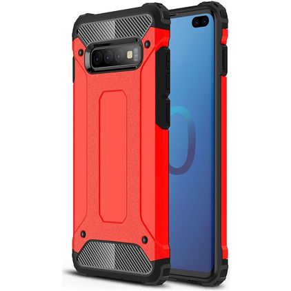 Mobigear Outdoor Samsung Galaxy S10 Plus Plastique rigide Coque arrière Antichoc - Rouge