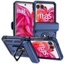 Mobigear Armor Ring Coque Motorola Razr 50 Coque arrière Rigide Anti-Chocs avec Anneau-Support - Bleu