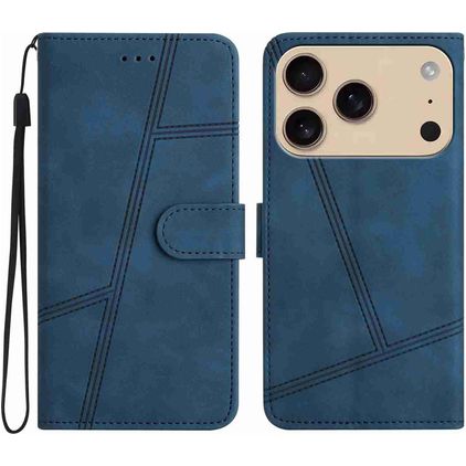 Mobigear Stitch Housse iPhone 17 Pro Etui Porte-Monnaie - Bleu