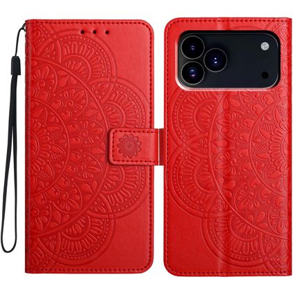 Mobigear Mandala iPhone 18 Pro Max Étui Portefeuille - Rouge