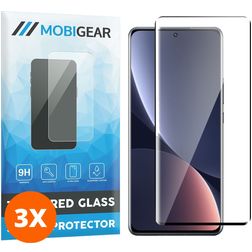 Mobigear Premium Xiaomi 12 Pro Verre trempé Protection d'écran - Compatible Coque - Noir (Lot de 3)
