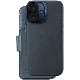 Decoded Detachable Wallet Housse iPhone 16 MagSafe Etui avec Coque Détachable en Cuir Véritable Porte-Monnaie - Bleu Marin