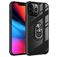 Mobigear Crystal Ring iPhone 14 Pro Max Plastique rigide Coque arrière avec bague de maintien - Transparent / Noir