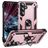 Mobigear Armor ring Coque Samsung Galaxy S25 FE Coque arrière Rigide Anti-Chocs avec Anneau-Support - Rose doré