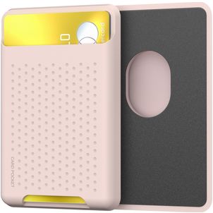 Mobigear Pocket - Porte Cartes en en Silicone - 2 Cartes - Compatible MagSafe - Rose