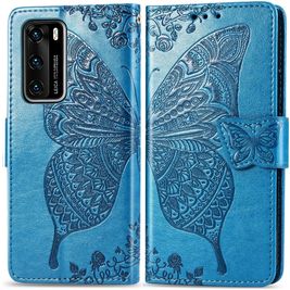 Mobigear Butterfly Housse Huawei P40 Etui Porte-Monnaie - Bleu